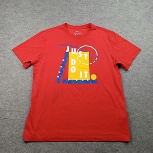 Nike Shirt Mens Medium Red Just Do It Swoosh Graphic Dri-Fit Sports Tee